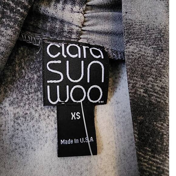 Clara Sun Woo Asymmetrical Sharkbite Hem 3/4 Ruched Sleeve Tunic XS - Picture 4 of 9